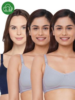 Inner Sense - Bamboo Cotton Non-Padded Full-Coverage Side Support Maternity Bra (Pack Of 3)