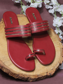 Bata - Women Red Slip-On Sandals