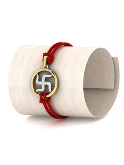 KuberBox - 18K Gold and Diamond Swastika Rakhi Cum Pendant