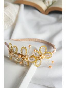 Choko - Kids Crystal Butterfly Detailing Hairband-Beige & Golden