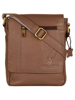 WILDHORN - Classic Genuine Leather Brown Solid Sling Bag for Men