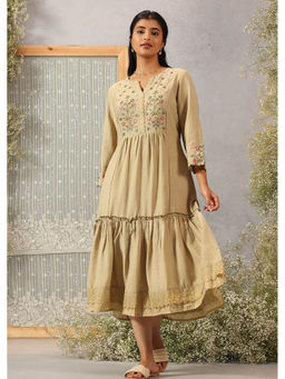 Lakshita - Green Embroidered Viscose Dress For Women