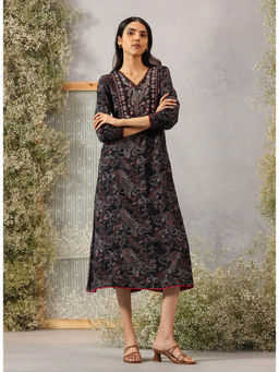 Lakshita - Black Printed Rayon Dress For Women