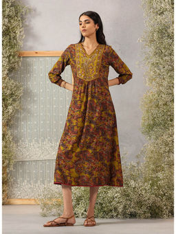 Lakshita - Green Printed Rayon Dress For Women
