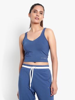 Wear Jukebox - WearJukebox Axis Padded Slim Fit Blue Tank Top