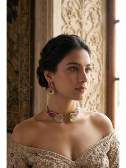 AMAARA JEWELS - Opaline Grace Multicolour Choker with Earrings