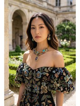 AMAARA JEWELS - Vintage Royale Multicolour Necklace with Earrings