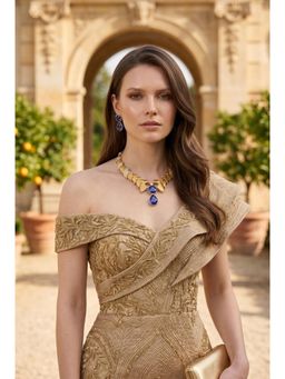 AMAARA JEWELS - Azure Leaf Blue Necklace with Earrings