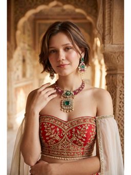 AMAARA JEWELS - Victorian Luxe Multicolour Necklace with Earrings