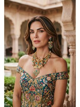 AMAARA JEWELS - Emerald Noor Blue Necklace with Earrings