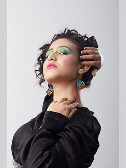MEESA - Multi Coloured Big Cubic Earrings