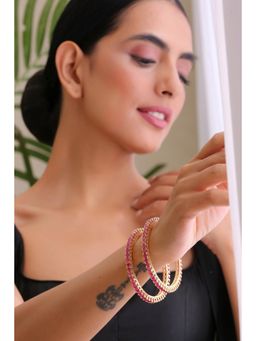 SWABHIMANN - Gwacy Red Gold Plated Zirconia Bangles
