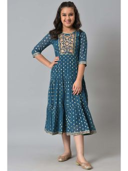 Aurelia - Blue Zari Embroidered Festive Dress
