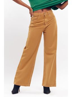 FREAKINS - Ochre Contrast Stitch Wide Jeans
