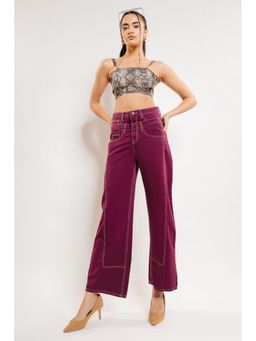 FREAKINS - Plum Double Detailed Jeans