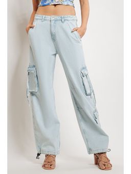 FREAKINS - Denim Light Blue Cargo Jeans