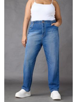 FREAKINS - Curve Elasticated Classic Blue Mom Jeans
