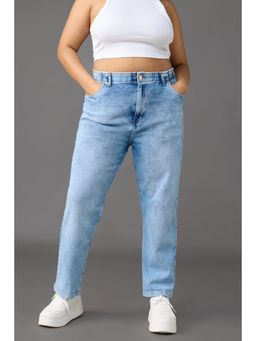 FREAKINS - Curve Elasticated Light Blue Mom Jeans