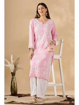 CLUB LOOM - Lightweight Embroidered Cotton Pink Kurta