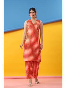 DIMPLE DESIGN STUDIO - Orange Checks Co-Ord (Set of 2)