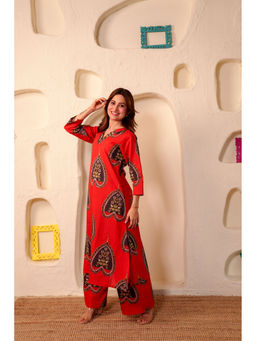 DIMPLE DESIGN STUDIO - Tara Red A-Line Co-Ord (Set of 2)