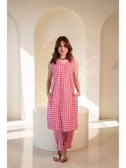 DIMPLE DESIGN STUDIO - Pink Check Co-Ord (Set of 2)