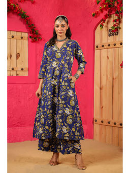 DIMPLE DESIGN STUDIO - Tanaaz Cotton A-Line Blue Co-Ord (Set of 2)