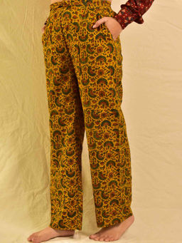 Sundarii - Mithaas Floral Print Handblock Ajrakh Pant