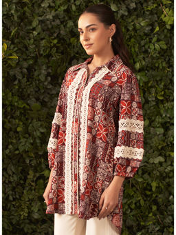 Lakshita - Wine Printed Rayon Shirt for Women