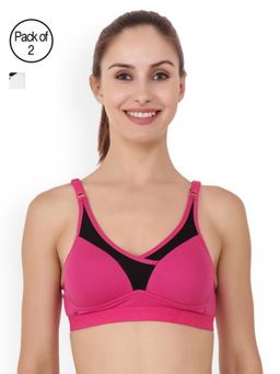 Floret - Pack of 2 Solid Sports Bra - Multi-Color