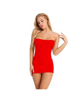XIVIR - Womens Red Strapless Bodycon Mini Nightdress with Brief