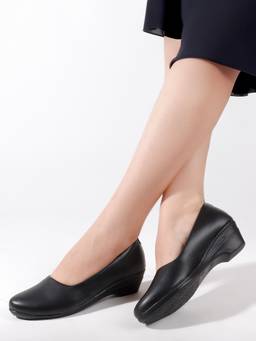 DENILL - Women Elegant Black Matte Block Heels