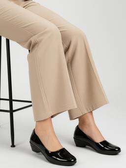 DENILL - Women Shiny Black Block Heels