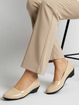 DENILL - Women Shiny Cream Block Heels