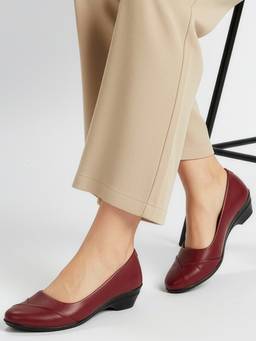 DENILL - Women Matte Maroon Slip On Block Heels