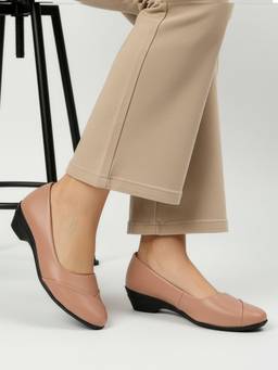 DENILL - Women Matte Peach Slip On Block Heels
