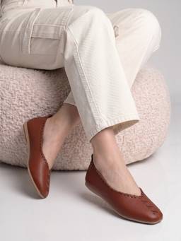 DENILL - Women Brown Matte Slip-On Ballerina Lightweight and Durable