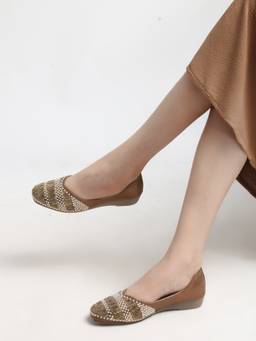 DENILL - Women Copper Regal Radiance Designer Festive Juttis