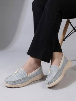 DENILL - Women Blue Casual Bunny Emblem Loafers