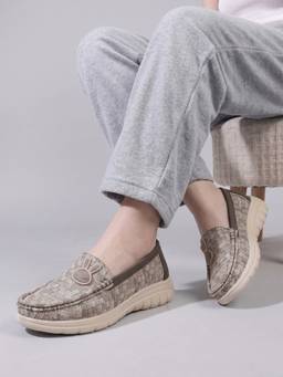DENILL - Women Grey Casual Slip On Loafers