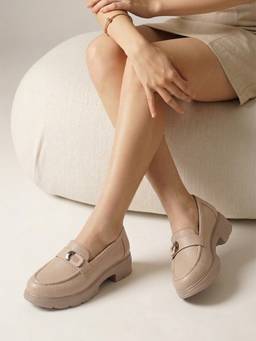 DENILL - Women Beige Woven Loafers