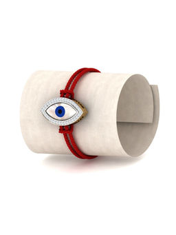 KuberBox - 18K Gold and Diamond Divine Evil Eye Rakhi Cum Pendant