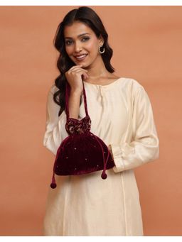 Fabindia - Maroon Hand Embroidered Potli