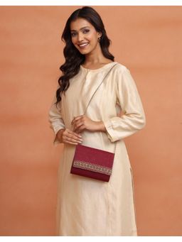 Fabindia - Maroon Hand Embroidered Clutch
