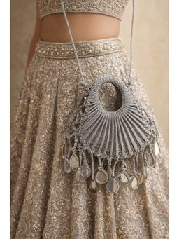 Modarta By Kamakshi - Crystal Heart Shaped Mirror Drop Party Handbag