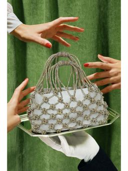 Modarta By Kamakshi - Silver Knot Crystal Handbag