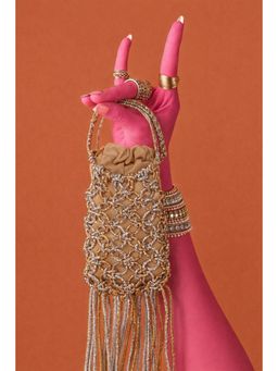 Modarta By Kamakshi - Silver Crystal Knot Party Handbag