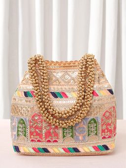 Peora - Peach Embroidery Potli Bag