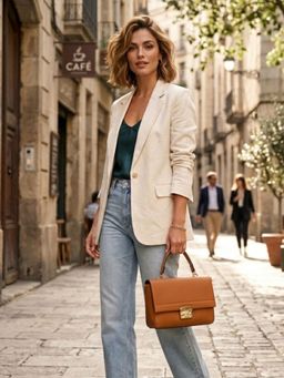 Yelloe - Tan Top Handle Satchel Bag For Women