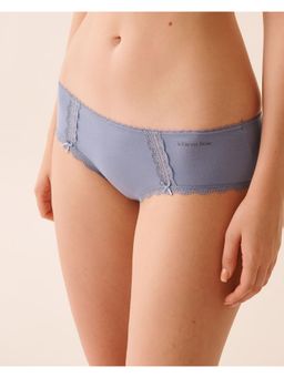 La Vie En Rose - Cotton and Lace Detail Hiphugger Hipster - Blue